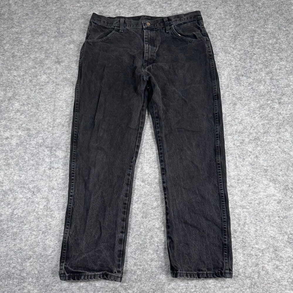 Rustler Denim Jeans Mens‎ 38x29 Black Good Faded Regular Fit Cotton Workwear